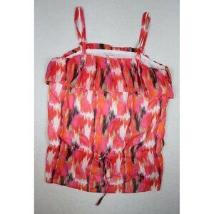 FASHION BUG - WOMEN'S PINK PRINT RUFFLE TANKT TOP - SIZE XL